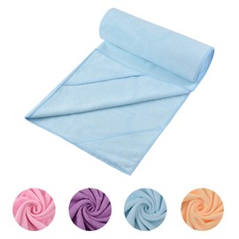 IPOW Yoga Towel, Yoga Rug, Anti-slip, Hot Yoga Towel, Quick Drying, Lightweight, Mat, 72.0 x 24.0 inches (183 x 61 cm), Multi-Purpose, Storage Bag Included, Easy to Carry, Suitable for Hot Yoga, Bikram (Blue)