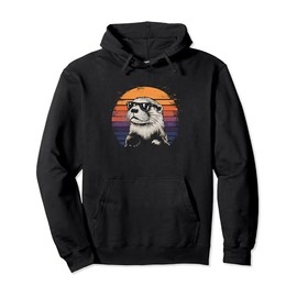 Sea Otter Animal Sunset Retro Vintage 70s Nature Lovers Pullover Hoodie