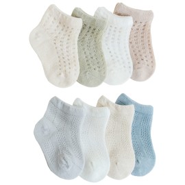 Eimmabey Toddler Socks Boys and Girls 8 Pack Cotton Baby Socks Cute Wrinkled 0-6 Months¡­, Flat Ankle, 1-3T