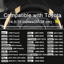 West Llama Customized Auto Car Steering Wheel Cover for Toyota Rav4 Corolla Camry Highlander (Black+Beige-Standard Size)