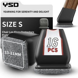 YSD 16PCS Silicone Floor Protectors, 0.75 inch Black Chair Caps for Tilt Legs, Hardwood Floor Protectors with Felt Pads