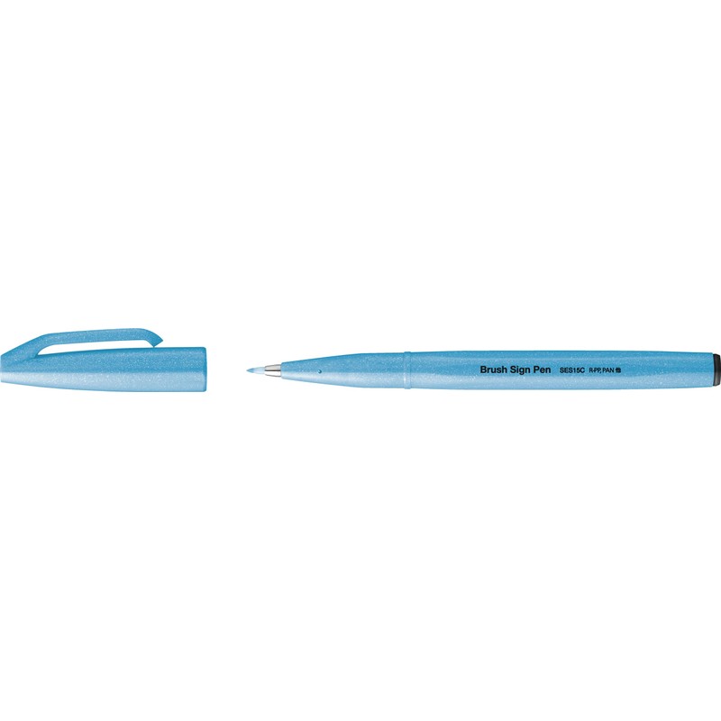 Pentel SES15C-FSX Brush Sign Pen Neon Blue Fibre Tip Brush
