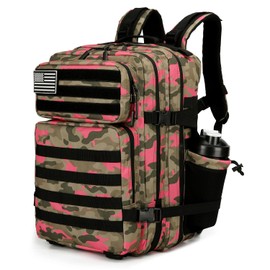 Lovelinks21 25L Tactical Backpack for Men Women Military Backpack Army Assault Pack Molle Backpack Small Bug Out Bag Travel Rucksack Daypack (Pink Camo)