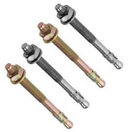 TERF® M10 X 100mm Through Bolts M10 (10mm) X 100mm Zinc or Zinc Yellow Passivated Steel Wall Anchor Bolt - Pack of 5
