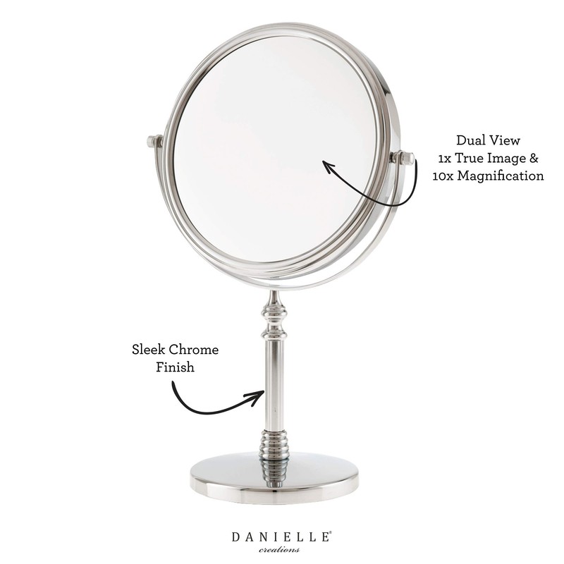 Danielle Creations 8-Inch Countertop Vanity Makeup Mirror, 1x and 10x