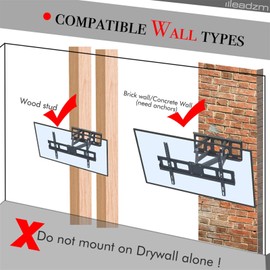 Sardoxx Full Motion TV Wall Mount Bracket TV Mount with Spirit Level, for 32"-70" Flat Screen/Led/4KTV, Dual Articulating Arms, Swivel and Tilt, Max VESA 600x400mm, Holds Up to 110lbs