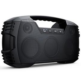 IPX7 Waterproof Outdoor Bluetooth Speaker, Wireless, 90W(Peak), 32H Playtime, Floating Design, Deep Bass & Loud Stereo Sound, Portable with Handle, Rugged for Pool, Beach, Kayaking, Hiking, Black