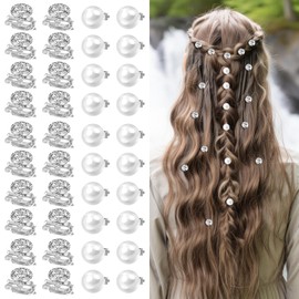 40 Stück Mini-Haarspangen, Strass Haarschmuck, Klein Haarklammer Perlen, Haarschmuck Hochzeit, Mini Kristall Haarnadel Für Frauen Mädchen