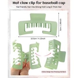 6 Pcs Hat Friendly Claw Clip for Baseball Caps, Trucker Claw Hair Clips for Women Thick Hair Hat Hairstyles, Strong Hold Hat Clip for Sports & Daily Work