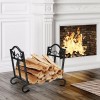 Foldable Firewood Log Rack Steel Wood Storage Holder for Fireplace