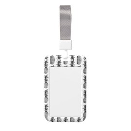 Tropical Theme Pineapple Fruit Pattern Print Reusable ID Card Badge Holder with Lanyard, ABS Vertical Hollow Out Name Tag