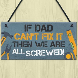 RED OCEAN Dad Fix It Man Cave Sign Garage Shed Door Wall Plaque Birthday Xmas Gifts For Dad Daddy