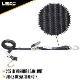 US Cargo Control Stainless Steel Ratchet Straps with S-Hooks (2-Pack), 1 Inch X 10 Foot, Black Tie Down Straps with Stainless Steel Thumb Ratchets, Utility Straps to Secure Cargo