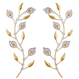 sxnzequnze Bling Metal Leaves Decoration Home Decoration Modern Minimalist Style Wall Hanging Art Living Room Bedroom Bathroom Wall Decoration Set of 2 Gold Leaves Yellow