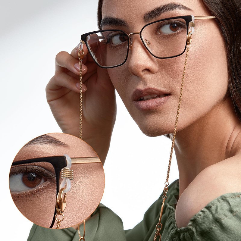 FdcLixuvol Eyeglass Chain Ends, 40 Pcs Adjustable Silicone Eyeglasses Chain