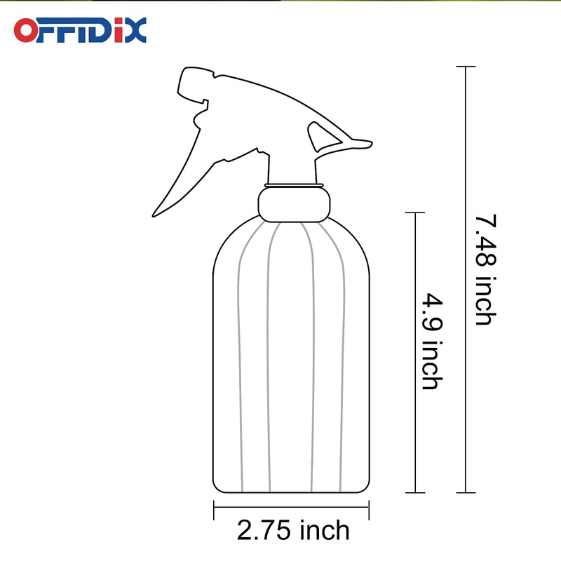 OFFIDIX Glass Spray Bottle, Plant Mister with Adjustable Nozzle 0.4L/13.5oz
