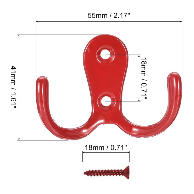 Taiyyi Pack of 8 Colourful Clothes Hooks Vintage Double Wall