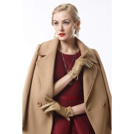 NappaNovum Women's Italian Leather Gloves Lambskin Winter Comfort Gloves (Touchscreen or Non-Touchscreen) (XXL, Camel)