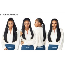 Sensationnel INSTANT UP & DOWN Half Wig Wrapped Ponytail Basic Straight Yaki Texture Easy Styling Heat Resistant Synthetic Fiber Pony Wrap Sleek Finish - UD 8 (T2/613)