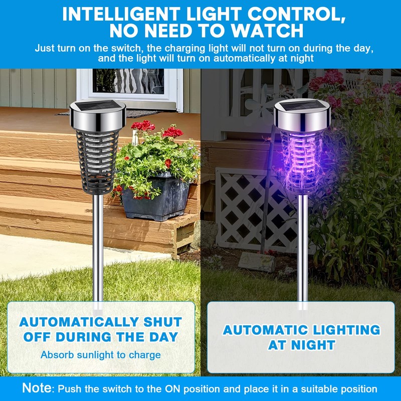 Qualirey 4 Pack Solar Bug Zapper Outdoor Mosquito Waterproof LED