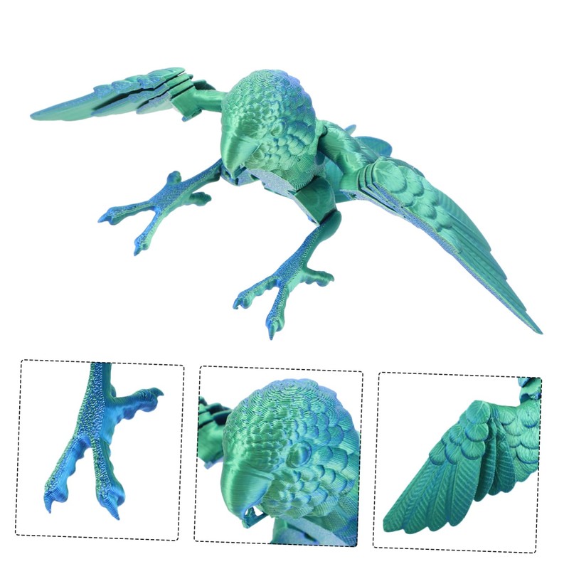 KOMBIUDA Printed Parrot Figurine Realistic Flexible Bird Model for Articulated