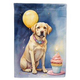 Caroline's Treasures Yellow Labrador Retriever Happy Birthday Garden Flag Mailbox Flag Decorative Yard Flag Banner Outside Patio Artwork Yard Flower Beds, Garden Size, Multicolor