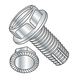 Small Parts 1206FSWS Steel Thread Cutting Screw, Zinc Plated Finish, Serrated Hex Washer Head, Slotted Drive, Type F, #12-24 Thread Size, 3/8" Length (Pack of 100)