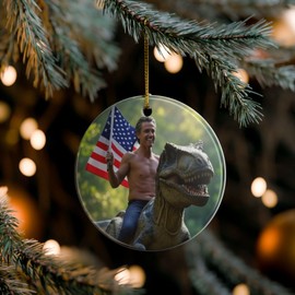 Funny Gavin Newsom Dinosaur Ornament Ceramic 2-Sided Newsom 2028 President