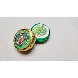 Saint Patricks Day Party Favor Chocolate Coated Cookies Gold Foil and Green Foil Labeled