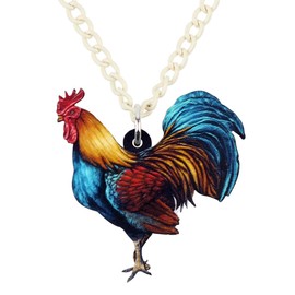 Newei - Gargantilla de gallina acrílica única para gallo, diseño de gallinas Azul
