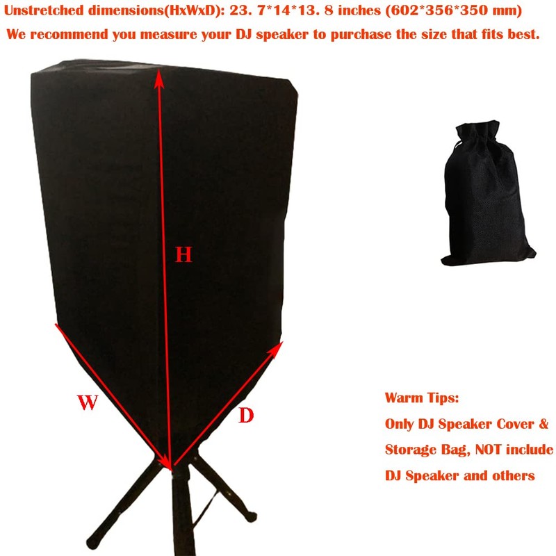Skyour Black 10"/12"/15" PA DJ Speaker Cover 2pcs Scrim Stretchy