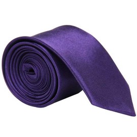 CellDeal Skinny Slim Mens Wedding Solid Plain Necktie Color Tie (Dark Purple)