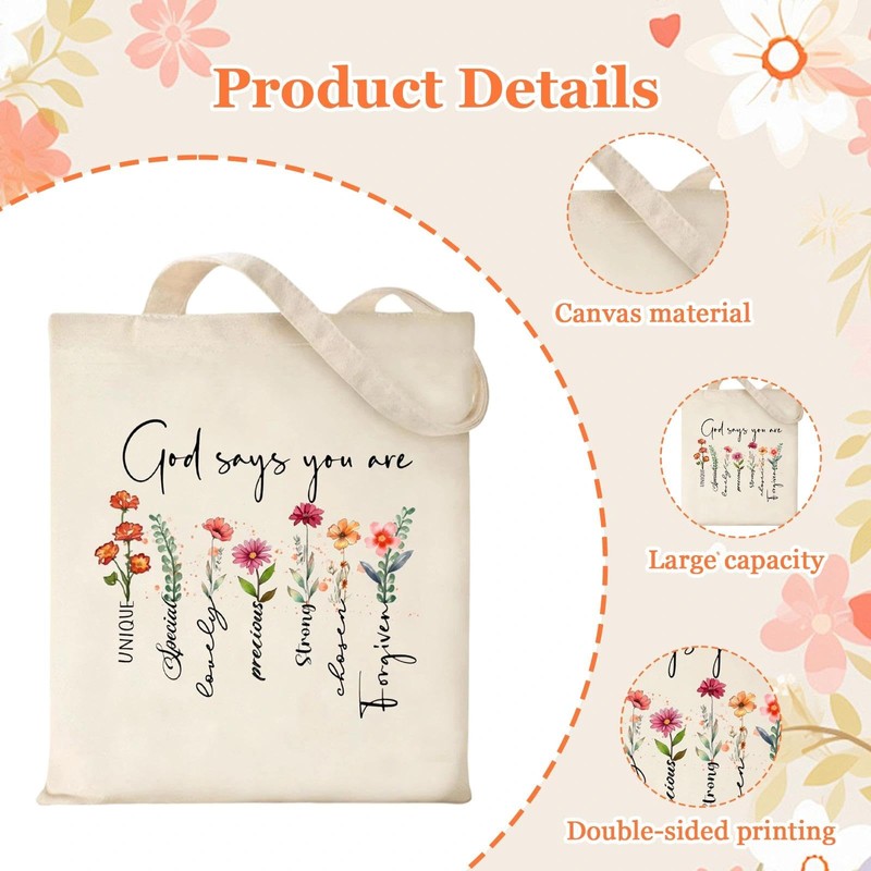 Vexilon Bible Tote Bag for Women, Reusable Grocery Bags, Washable