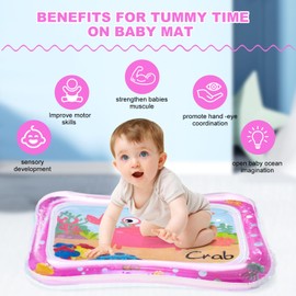 Wassermatte Baby Spielzeug 3 6 9 Monate, Wasserspielmatte Baby, BPA-frei, Spielmatte Baby, Aufblasbare Bauchzeit Matte, Spaßaktivitäten für das Wachstum Ihres Baby Geschenke für Babys(Rosa)