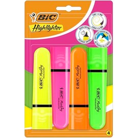 Bic Marking Flat Hyghghter Set of 4 Blister Bright Colours Highlighters 517952