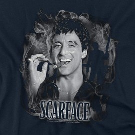 Scarface Smokey Scar Unisex Adult T-Shirt, Navy, Medium
