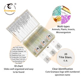 30 Prepared Microscope Slides with Specimens for Kids Students - Animals Plants Insects Microorganism, for Biological Science Lab, Children's Science Education, Homeschool