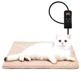 Niubya Pet Heating Pad for Dogs and Cats, Adjustable Temperature and Waterproof Pet Heated Mat with Timer, Electric Heating Pet Bed with Chew Resistant Cord and Soft Washable Cover