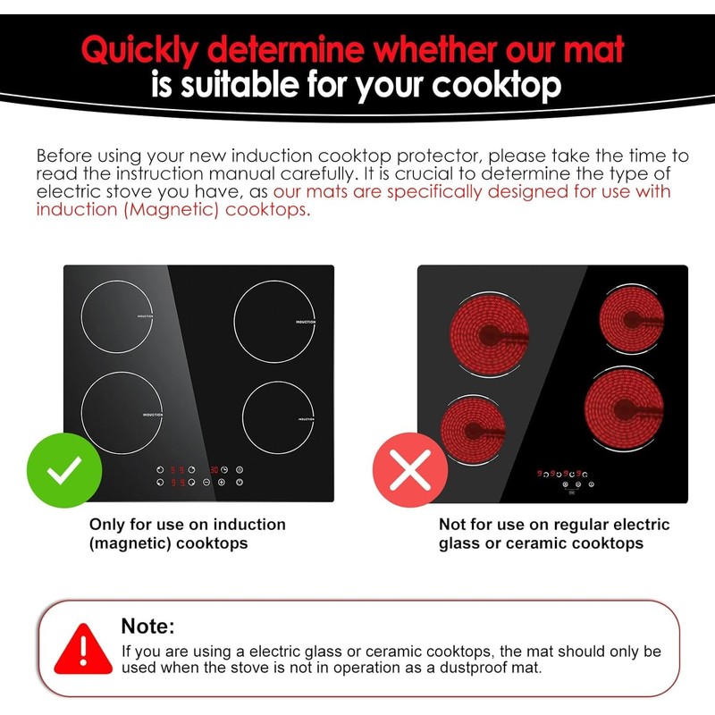 KitchenRaku 20.4 x 30.7 inch Large Induction Cooktop Protector Mat,