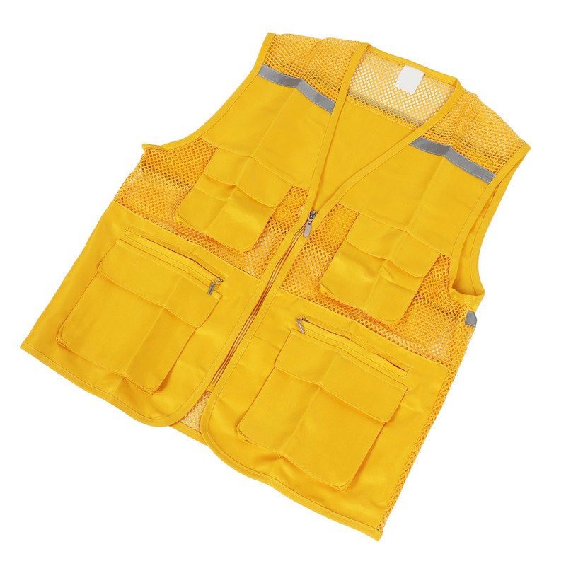 Volunteer Vest for Event Work Clothes with Multi Pockets Yellow