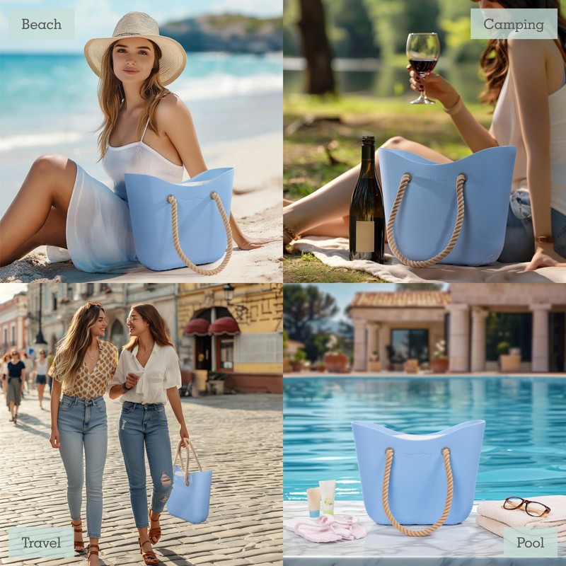 Brook + Bay Beach Rubber Tote Bag with Zipper -