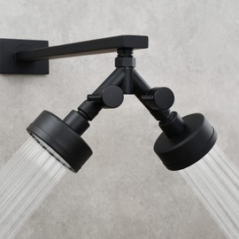 Tecmolog Black Shower Head Diverter with Shut Off Switch Brass G 1/2 Hose Y Splitter for Shower Arm, DSF014AB