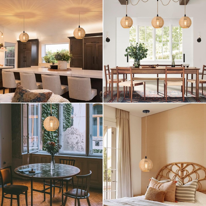 ALAISLYC 3 Lights Plug in Pendant Light with Cord On/Off