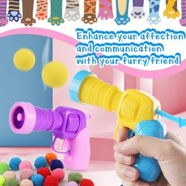 Kitten Toys, Interactive Cat Toys, 30 Cat Pom-Poms Balls & 1 Cat Toy Launcher, Cat Toys for Indoor Cats DIY Set, Suitable for Training and Playing (Multicolor)