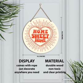 Home Sweet Home Welcome Wall Decor Sign Front Door, Housewarming Gift for New House Home, New Home Welcome Round Wooden Hanging Sign Decorations for Door Home Apartment Living Room