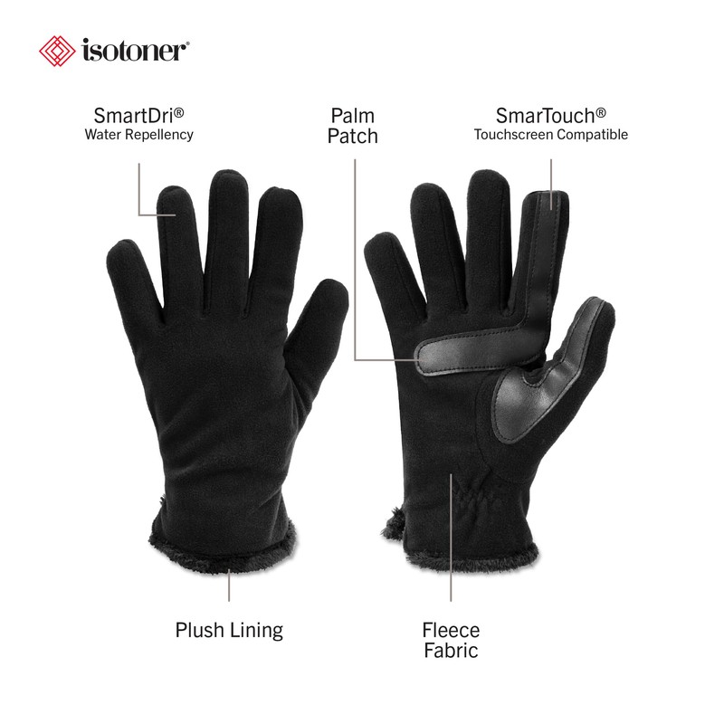 isotoner Women's Stretch Fleece Touchscreen Texting Cold Weather Gloves with