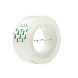 MJUNM 24 Rolls Transparent Tape Refills Rolls 3/4-Inch x 720 inch, 1 inch Core, Clear Gift Wrapping Tape Refill Roll for Office, Home, School