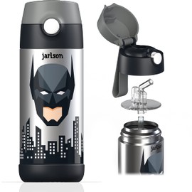 JARLSON Children's Drinks Bottle, Thermal Stainless Steel Water Bottle, 350 ml, BPA Free, Leak-Proof, with Straw, Bottle for School, Nursery