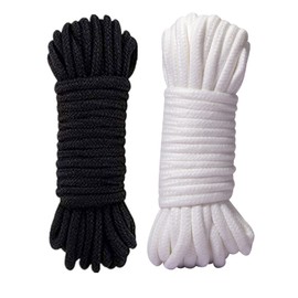 WYSUMMER 8 mm Cotton Rope, Cotton Cord, 2 Rolls, 10 Metres, Soft Cotton Knot Tie Rope, Twisted Mooring Rope Made of Cotton (White + Black)