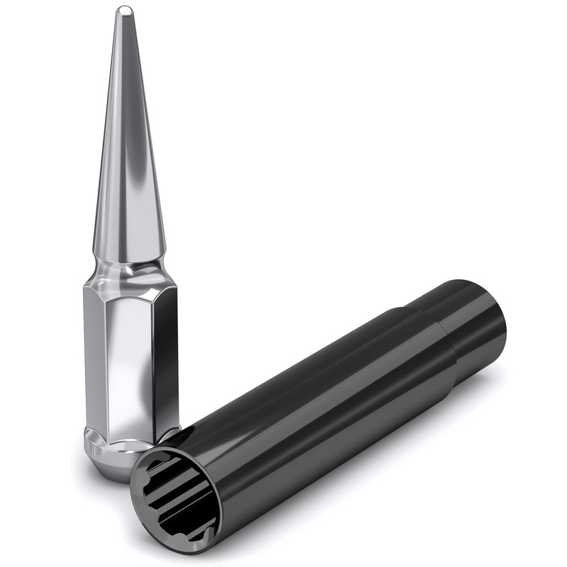 White Knight 3810XL-25AM Chrome 9/16"-18 1-Pc Spline Spike Lug Nut